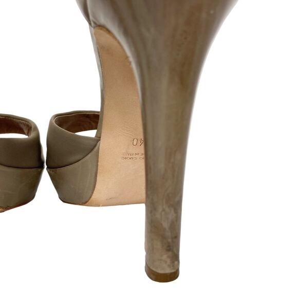 Guglielmo Rotta Beige Platform Heel Open Toe Leather Trim Womens Size 40 EU - Picture 11 of 15